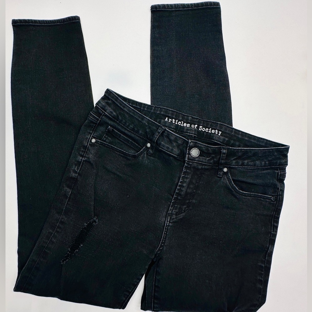 Articles of‎ Society Women's Size 29 Black Denim Distressed Skinny Jeans (D33)